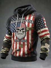 250th Anniversary USA Hoodie 1776 2026 Skull Patriotic Apparel Independence Day Gifts For Him - Lilybirchmarket