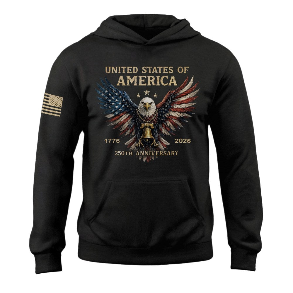 250th Anniversary USA Hoodie 1776 2026 Vintage American Heritage Freedom Apparel Gift - Lilybirchmarket