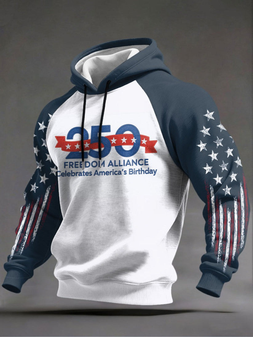 250th Anniversary USA Hoodie Freedom Alliance Celebrates America's Birthday Patriotic Apparel - Lilybirchmarket