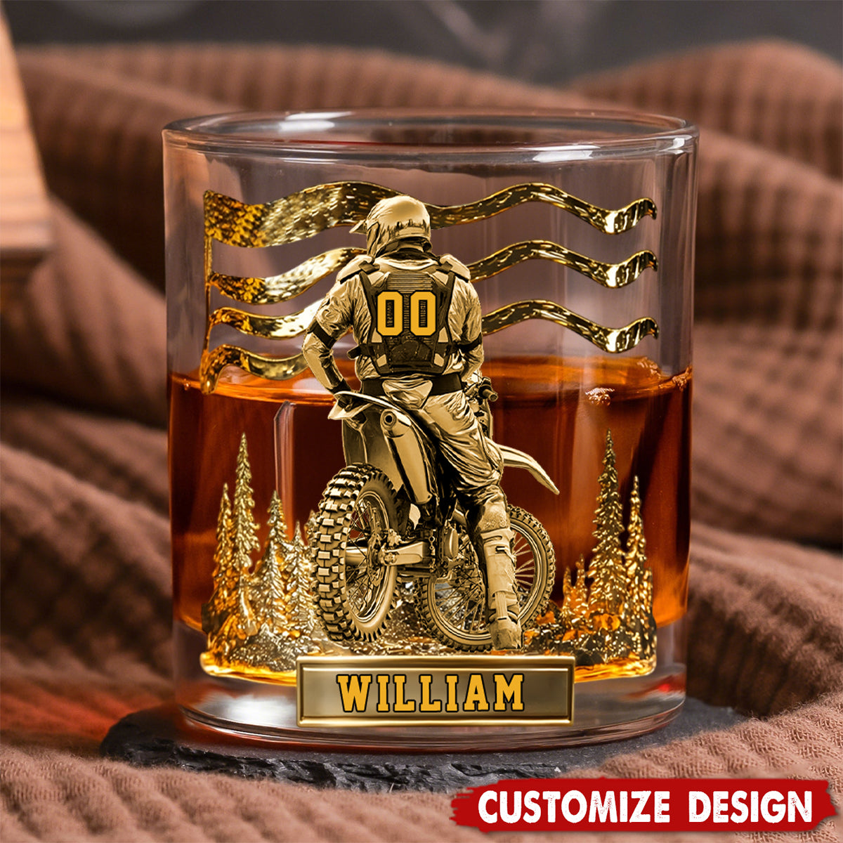 Motocross Racer Custom Whiskey Glasses, Gifts For Dirt Bike Riders, Gift For Whiskey Lover, Custom Rocks Glasses