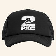 2Pac Merch Stencil 2Pac Logo Black Trucker Hat Rapper Gifts For Fans - Lilybirchmarket
