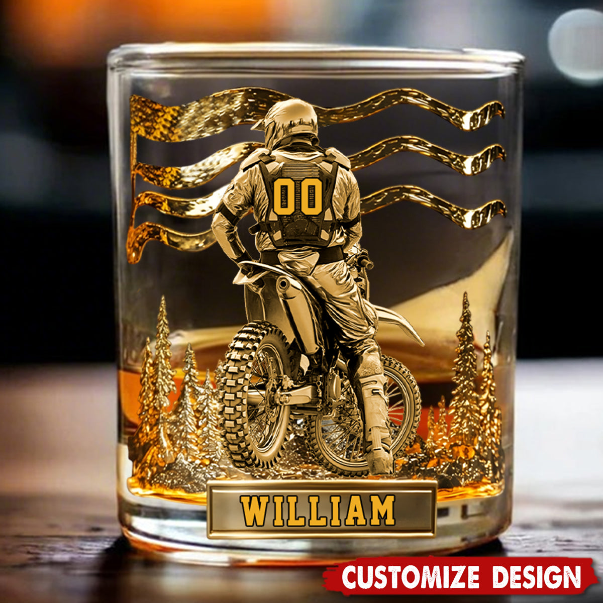 Motocross Racer Custom Whiskey Glasses, Gifts For Dirt Bike Riders, Gift For Whiskey Lover, Custom Rocks Glasses