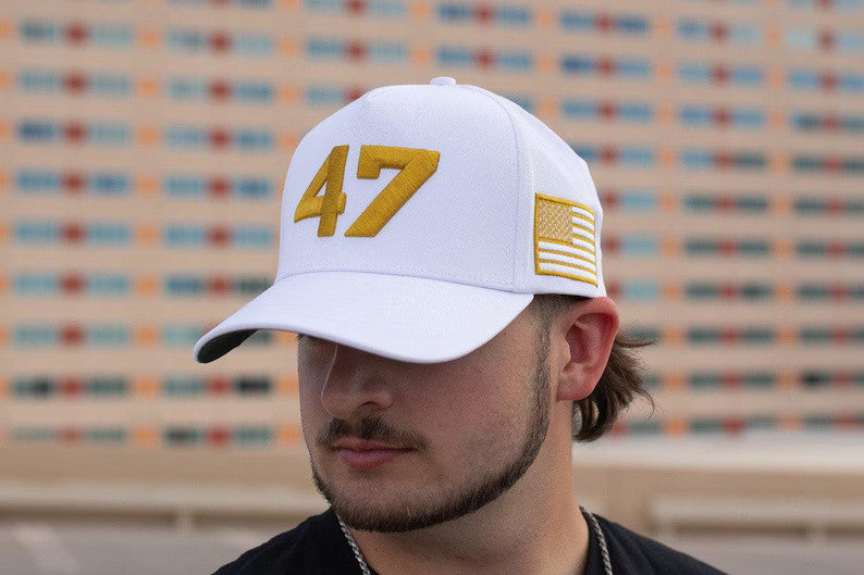 47 Hat Charlie Kirk Gold USA Flag Hat 45 47 Trump Merch Kirk Merch Dad Gifts - Lilybirchmarket
