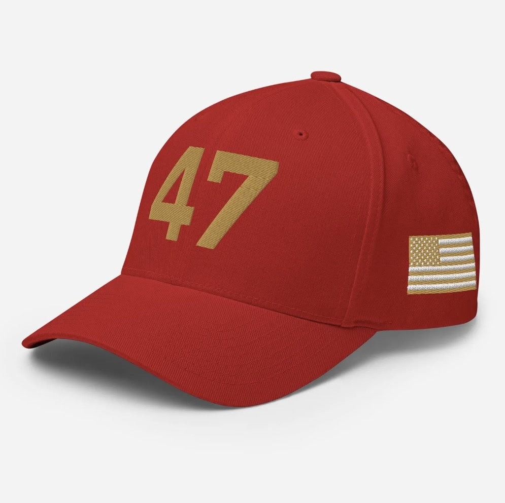 47 Hat Charlie Kirk Merch Trump Gold Embroidered Hat Patriotic Gifts For Father - Lilybirchmarket