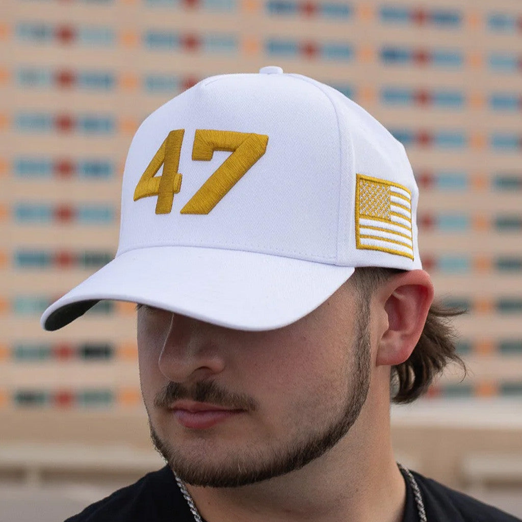47 Hat Charlie Kirk Merch Trump Gold Embroidered Hat Patriotic Gifts For Father - Lilybirchmarket