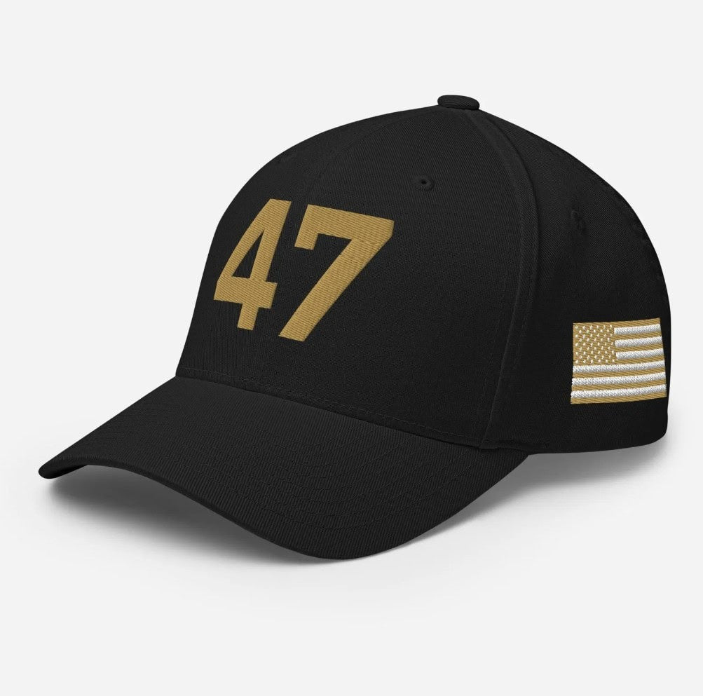 47 Hat Charlie Kirk Merch Trump Gold Embroidered Hat Patriotic Gifts For Father - Lilybirchmarket