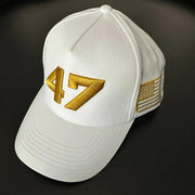 47 Hat Charlie Kirk Trump Gold Embroidered Hat Charlie Kirk Merch Patriotic Gifts For Dad - Lilybirchmarket