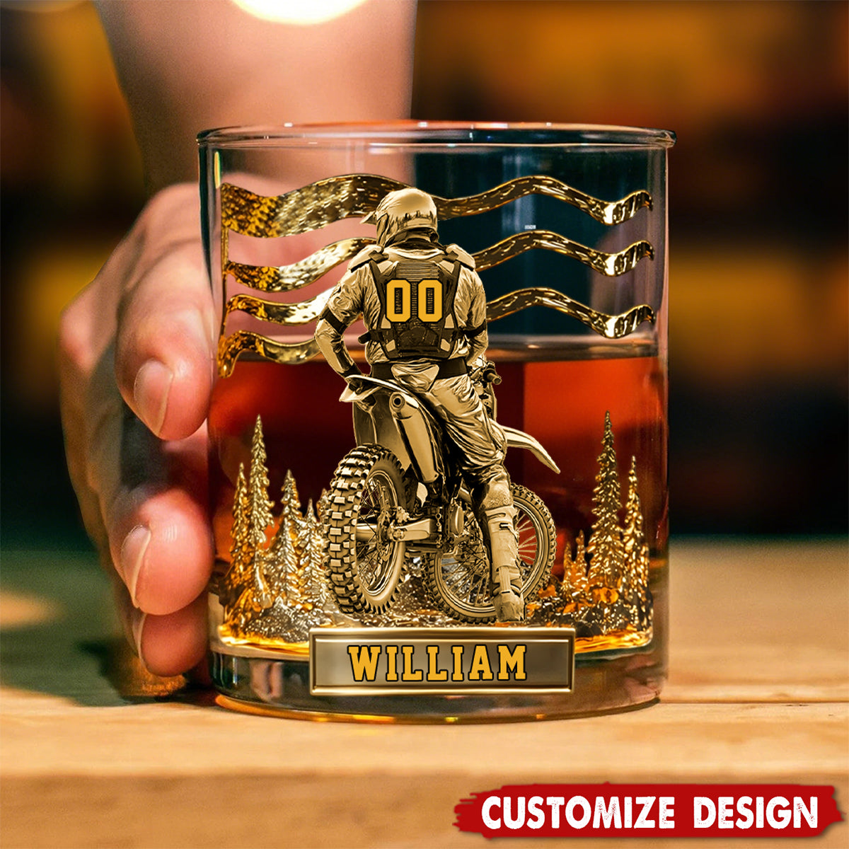 Motocross Racer Custom Whiskey Glasses, Gifts For Dirt Bike Riders, Gift For Whiskey Lover, Custom Rocks Glasses