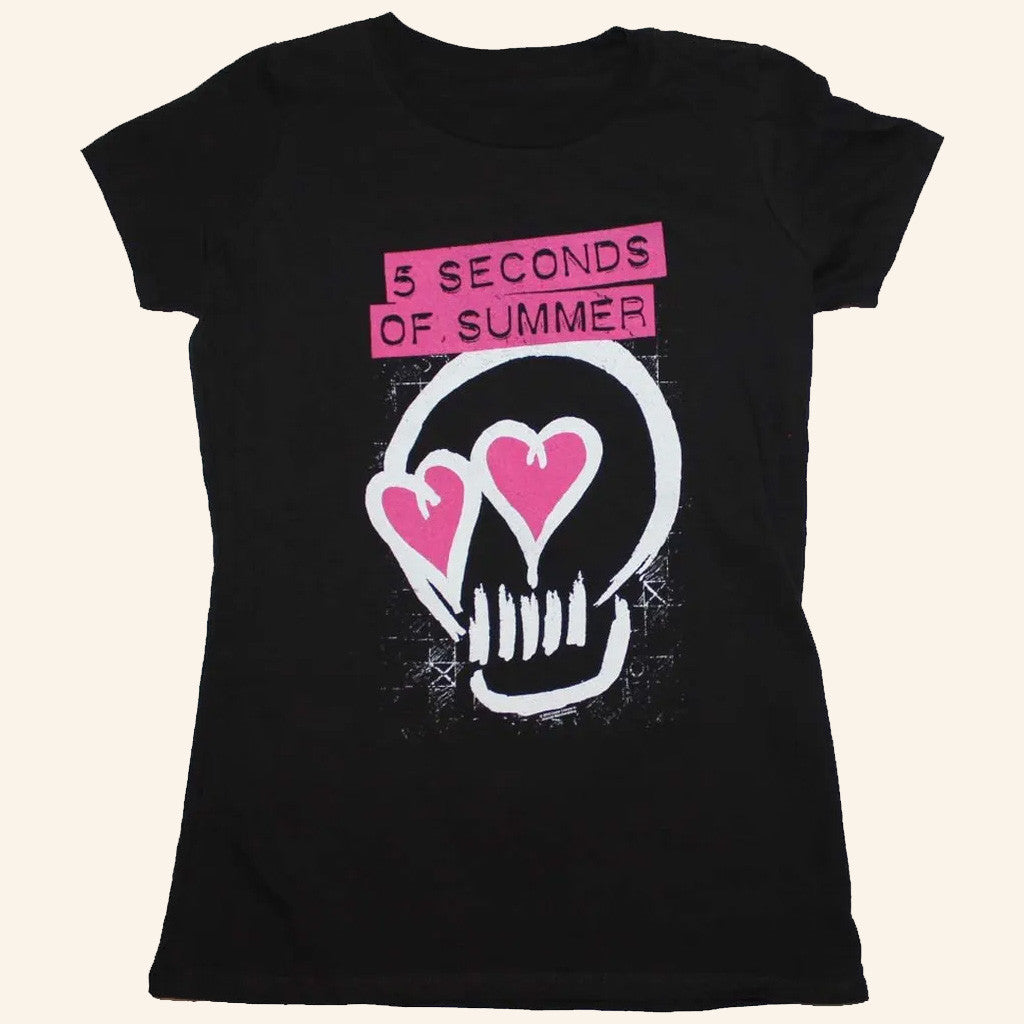 5SOS Merch 5 Seconds Of Summer Pink Heartskull T-Shirt Gifts For Music Lovers - Lily Birch Market