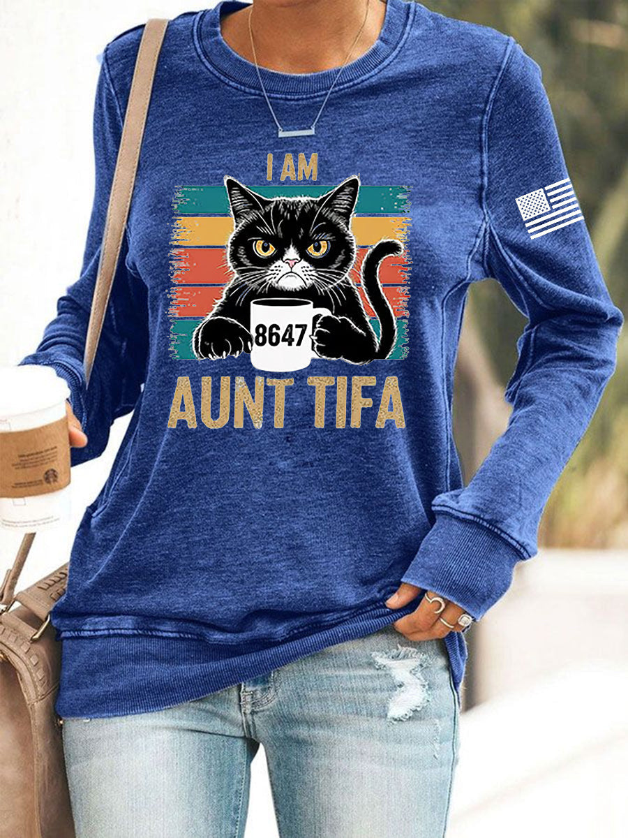 8647 I Am Aunt Tifa Aunties Resist Fascists Sweatshirt No'Kings Sweatshirt Gifts For Mother - Lilybirchmarket