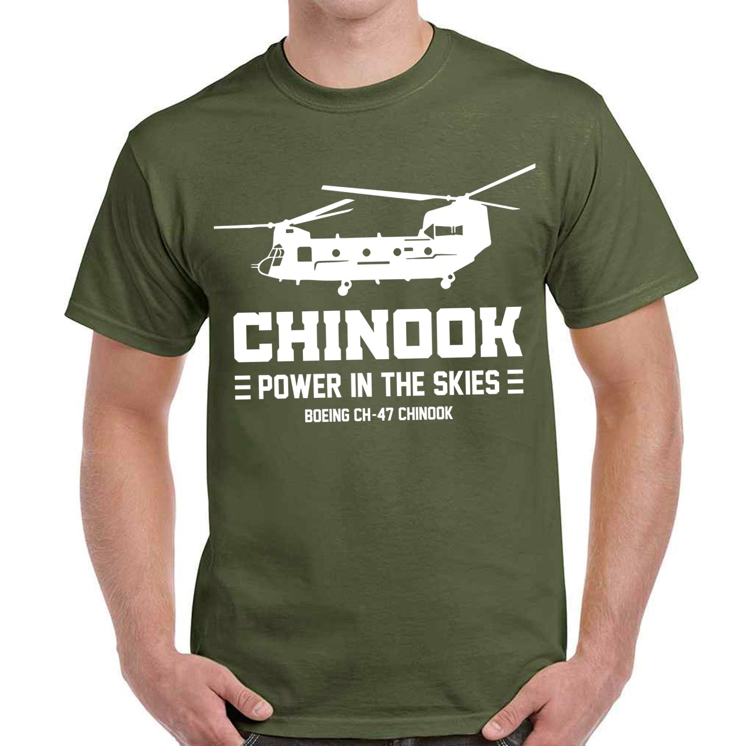 Boeing CH-47 Chinook "Power In The Skies" Classic Unisex T-Shirt Gildan 5000 (Made In US)