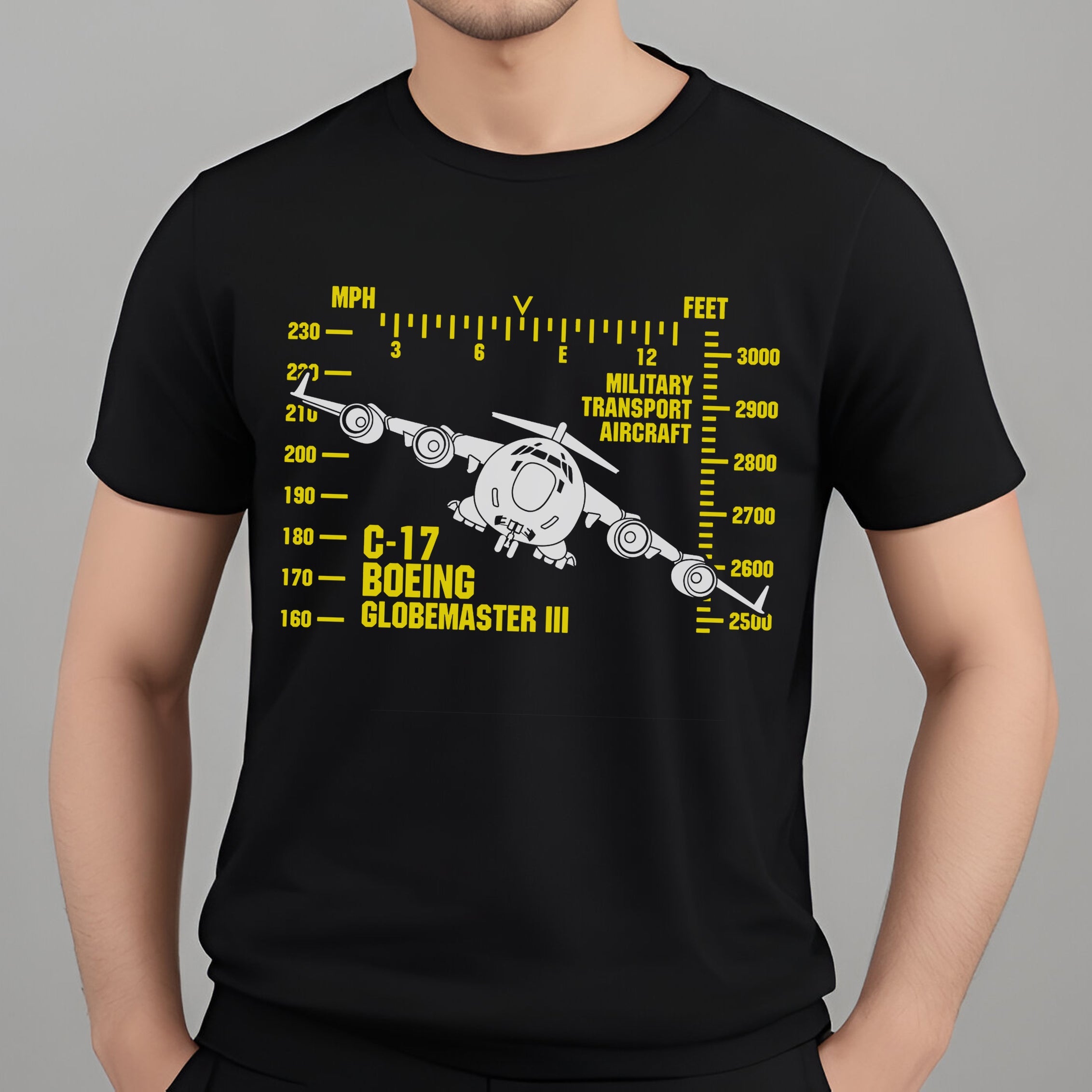 C-17 Globemaster III Military Transport Aircraft HUD Classic Unisex T-Shirt Gildan 5000 (Made In US) DLTT0708PT03