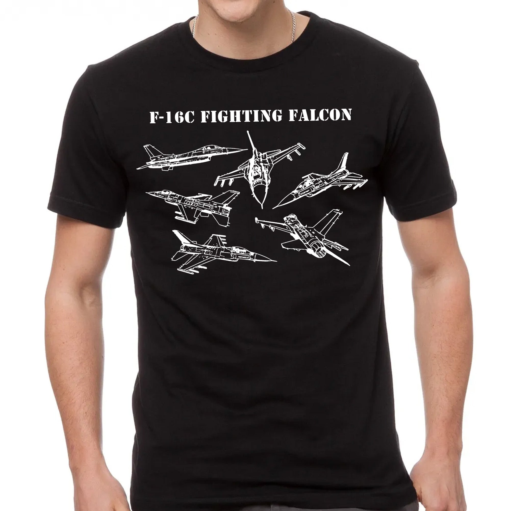 F-16C Fighting Falcon Aircraft Classic Unisex T-Shirt Gildan 5000 (Made In US)