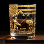 Fishing Moments With Fisherman and Fish Whiskey Glass Gift For Dad and Fishermen