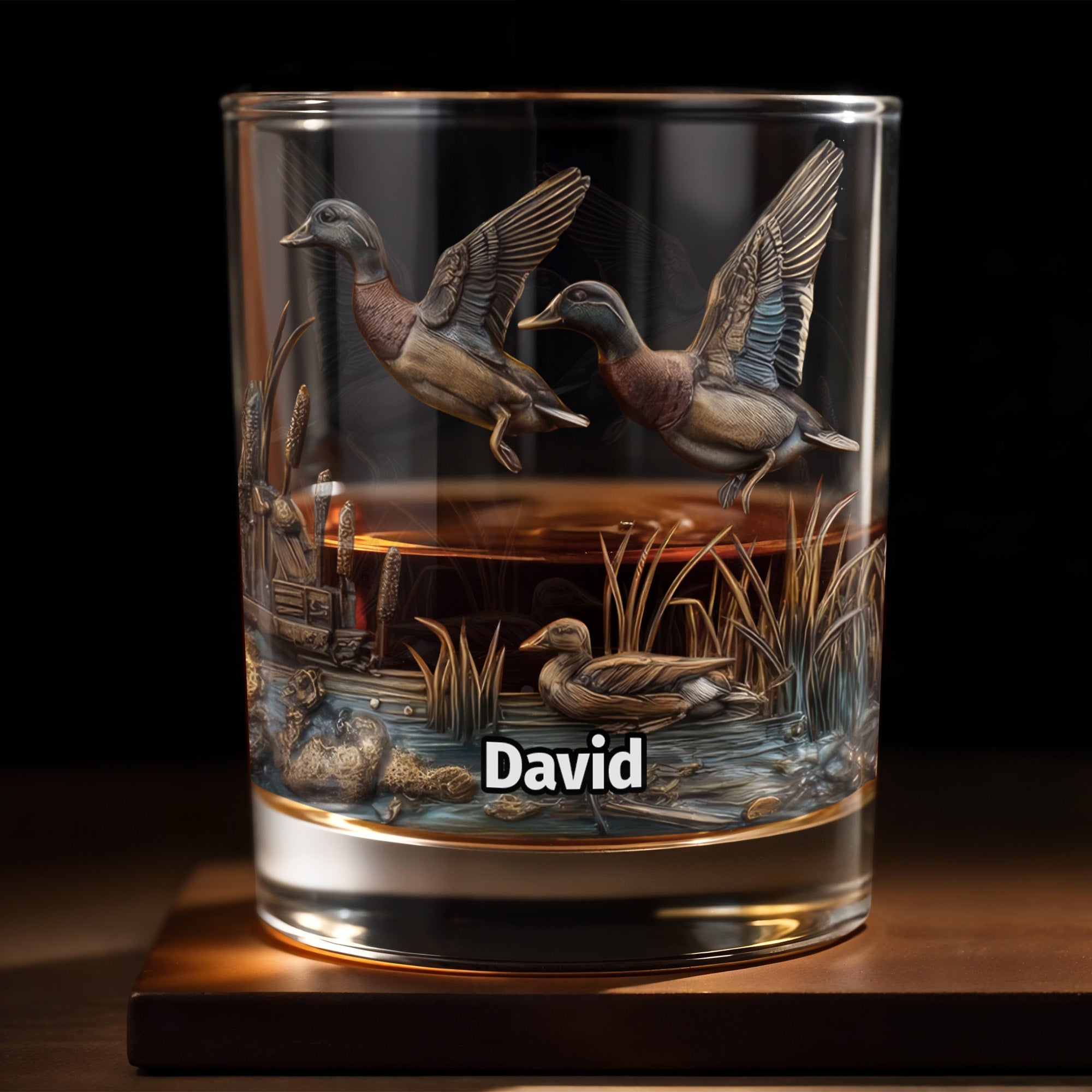 Customize This Beautiful Glass With Ducks And Nature Whiskey Glass Gift For Dad And Outdoor Lovers