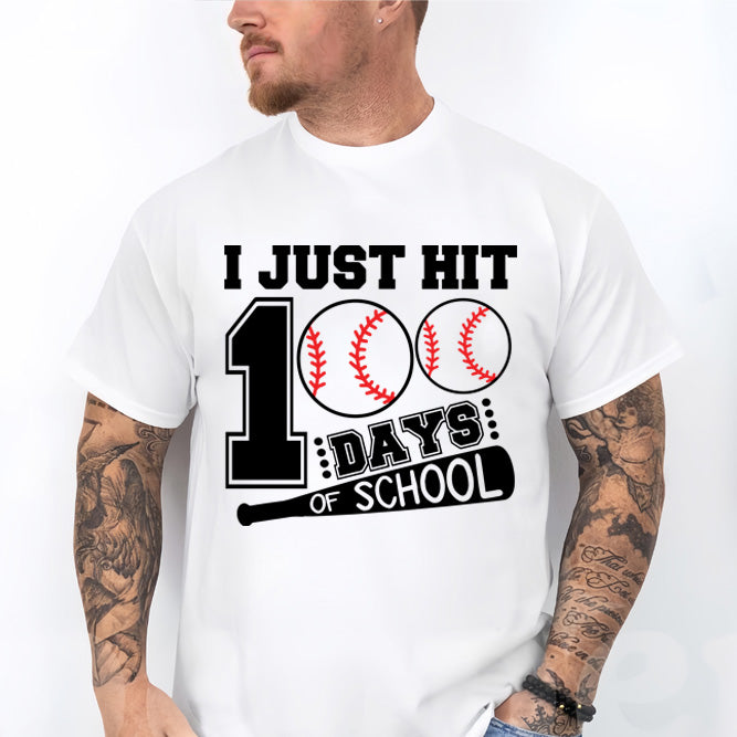 I Just Hit 100 Days of School Baseball Classic Unisex T-Shirt Gildan 5000 (Made In US)