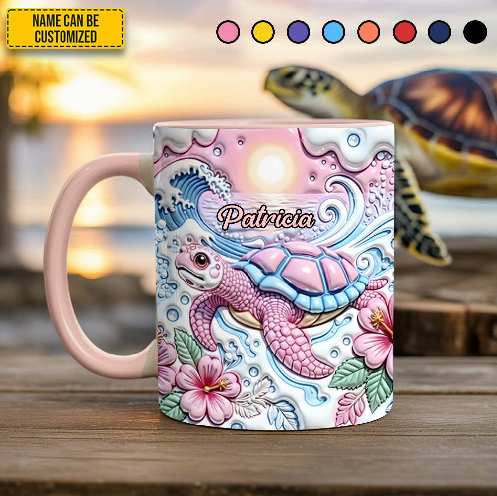 Ocean Wave Turtle - Personalized Turtle Accent Mug