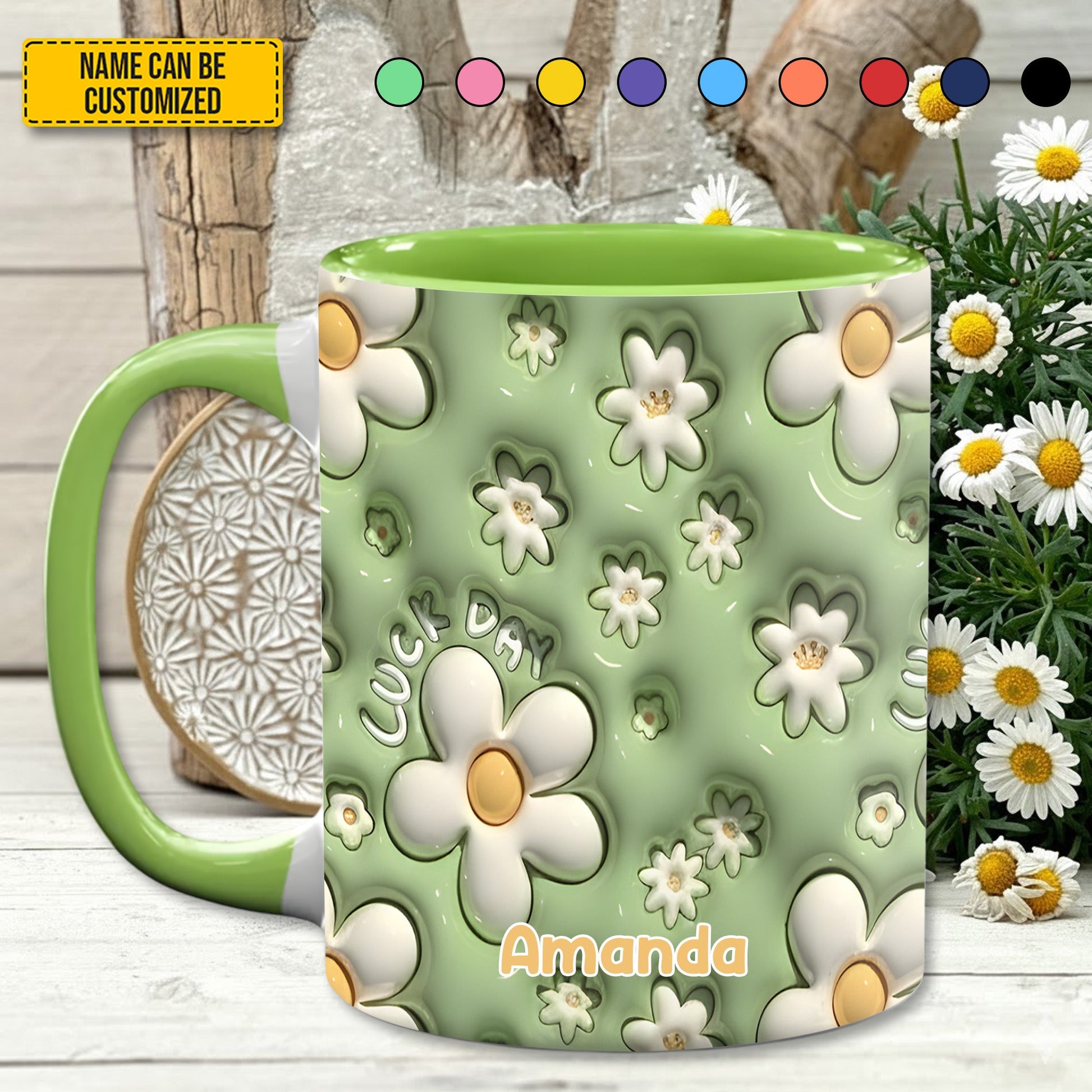 Daisy  Flower - Personalized Flower Accent Mug