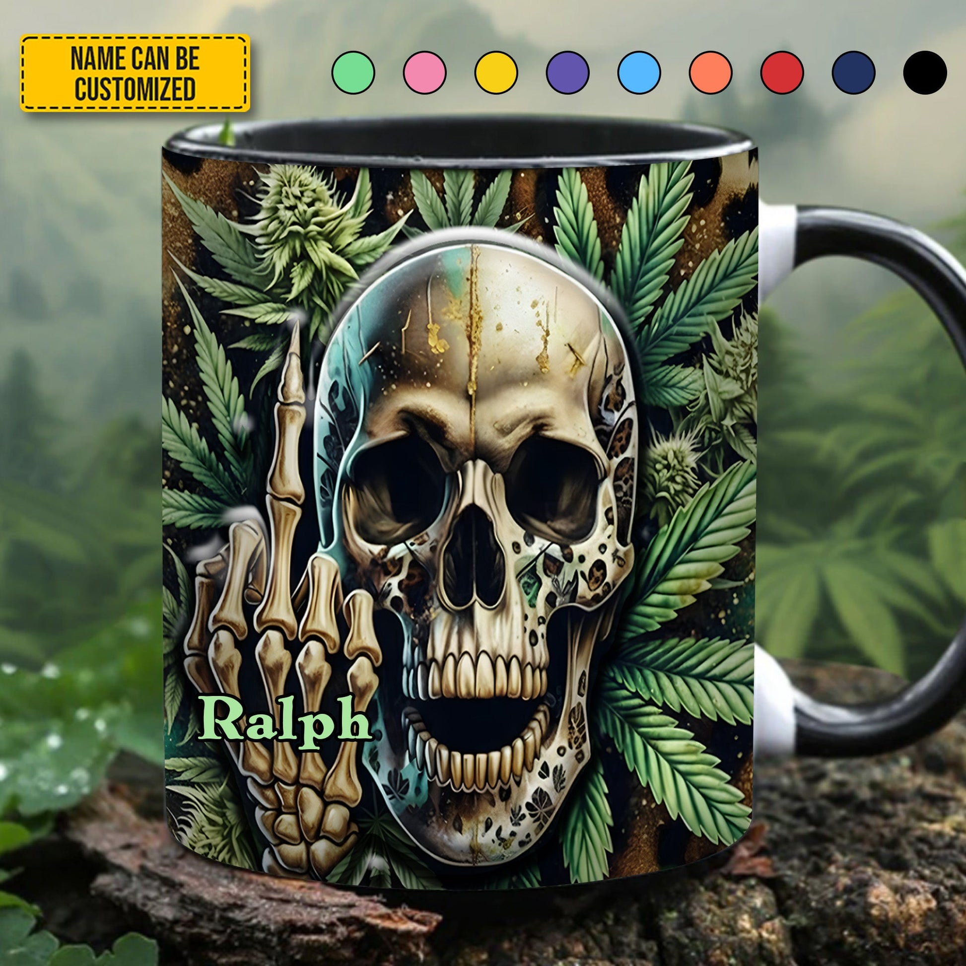 Weed Skull Accent mug - Personalized Accent Mug