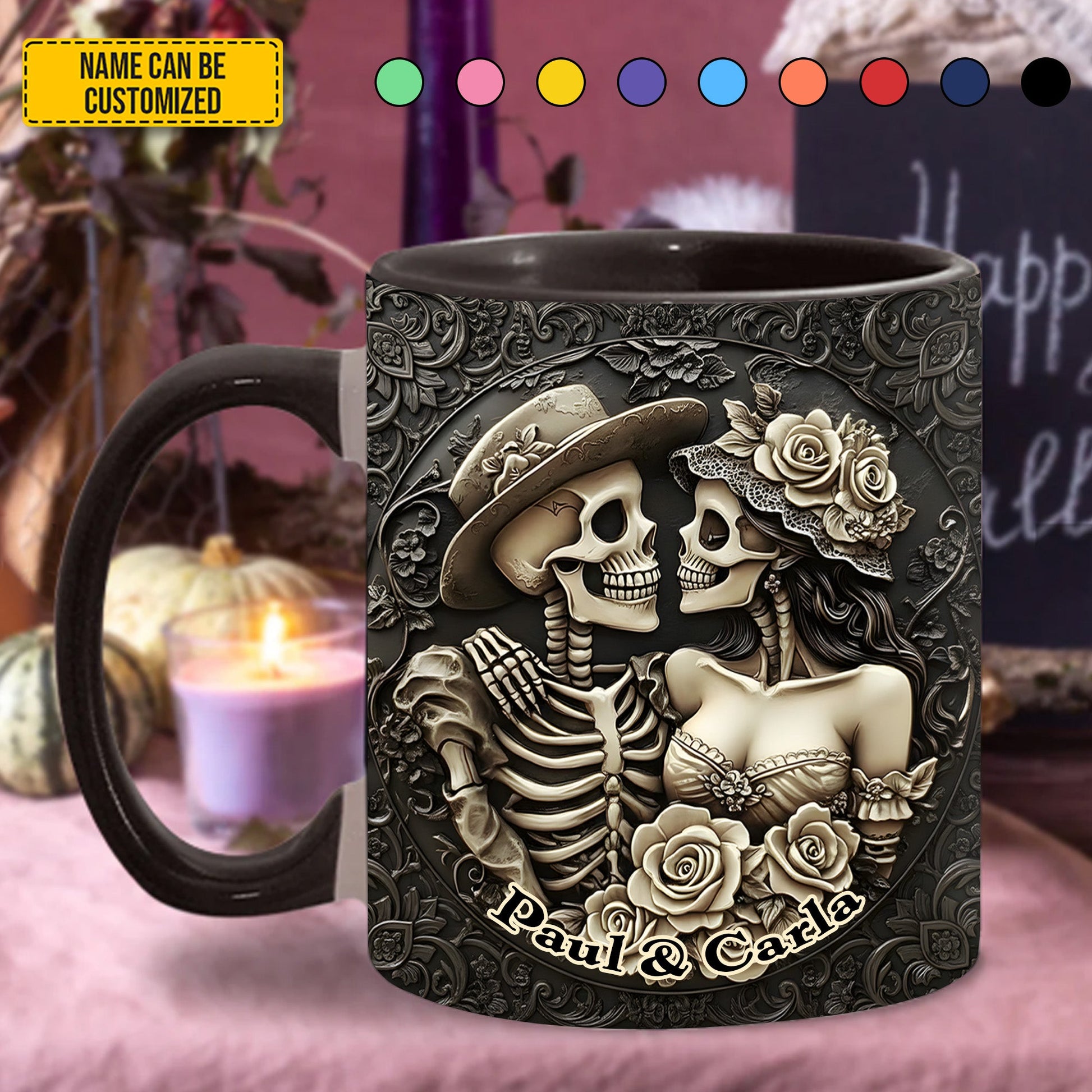 Skull Couple - Personalized Couple Accent Mug
