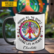 Imagine All The People - Personalized Hippie Accent Mug
