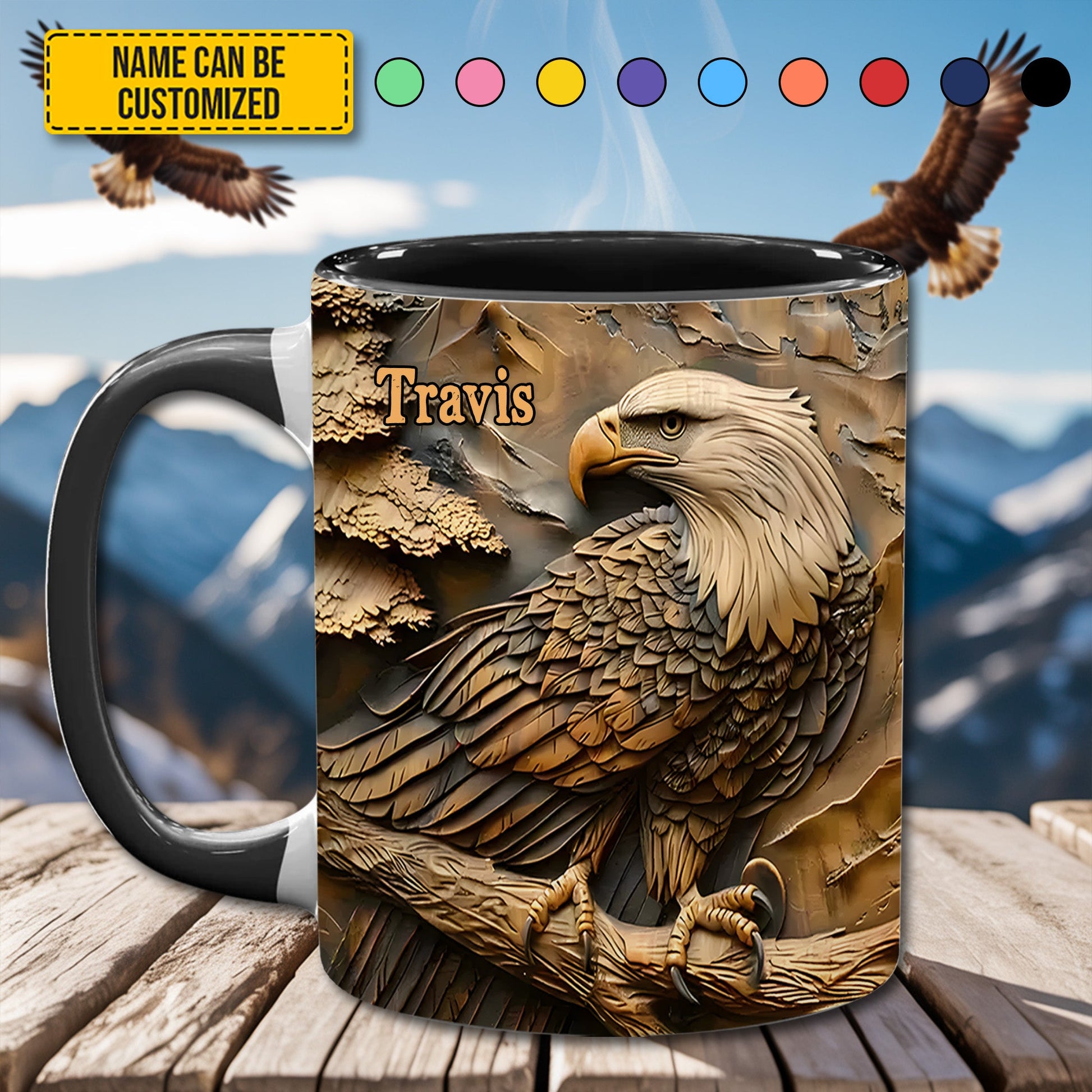 Strong Eagle - Personalized Eagle Accent Mug