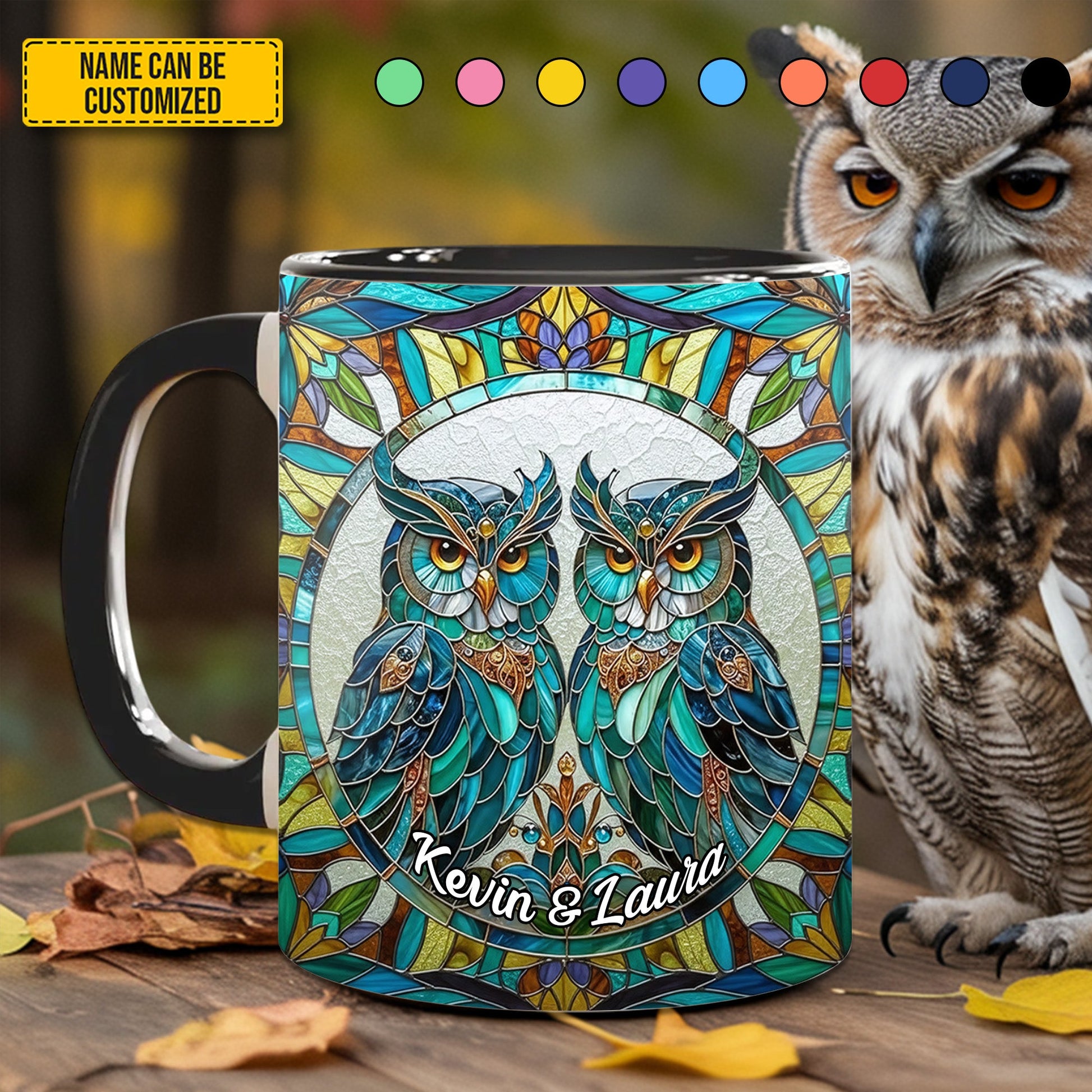 Couple Owl - Personalized Owl Accent Mug