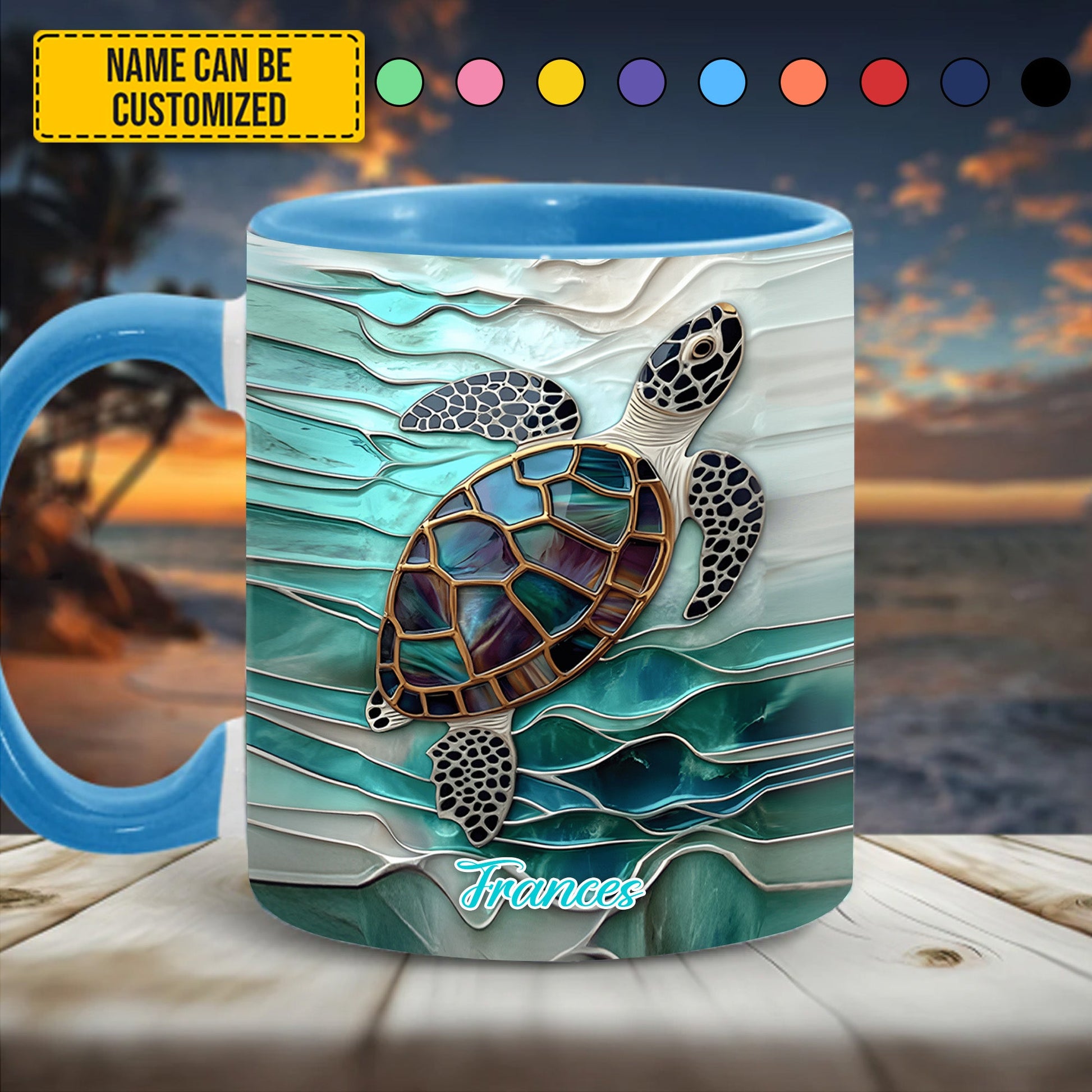 Ocean Turtle - Personalized Turtle Accent Mug