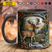 Deer In Forest - Personalized Deer Accent Mug