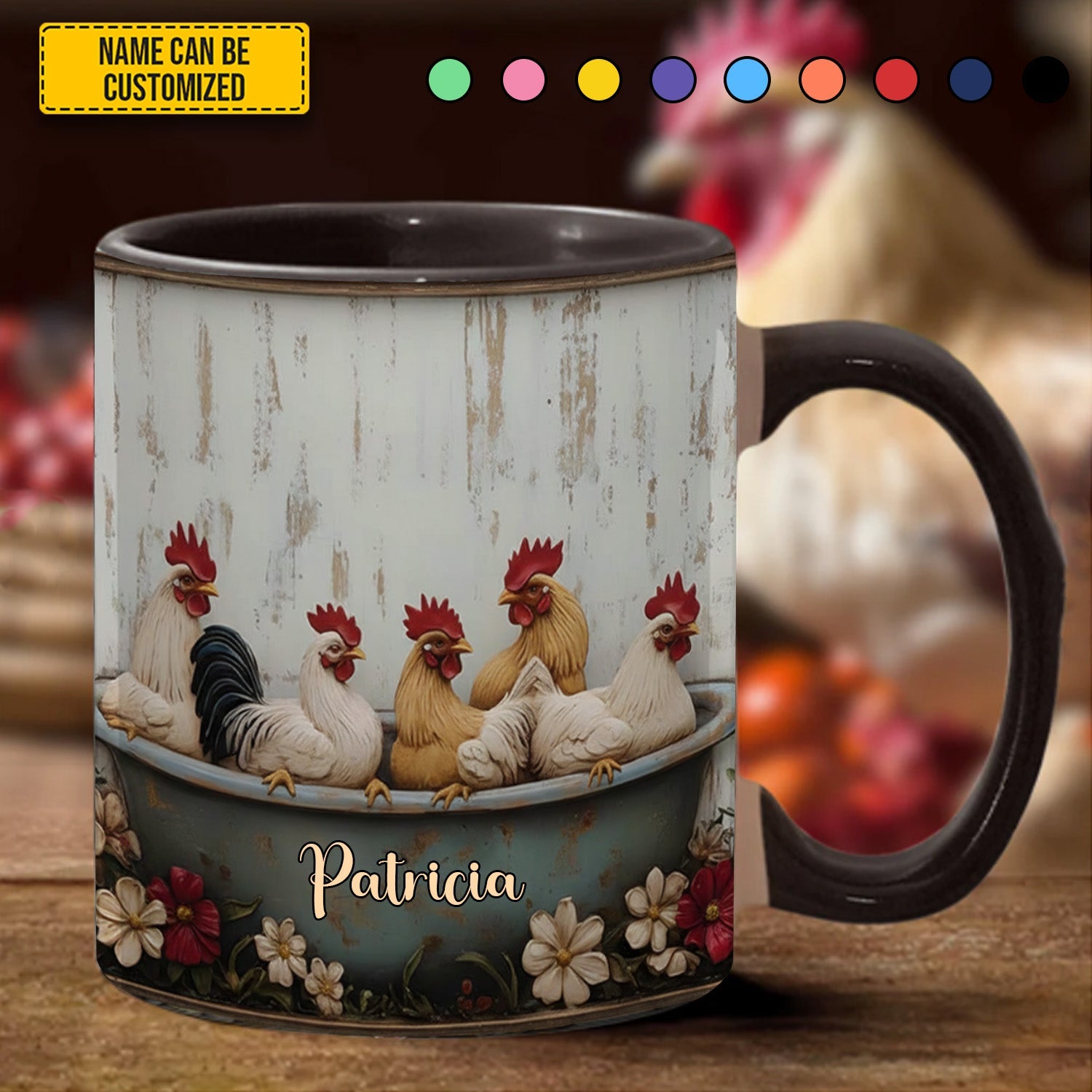 Personalized Farm Chicken Accent Mug