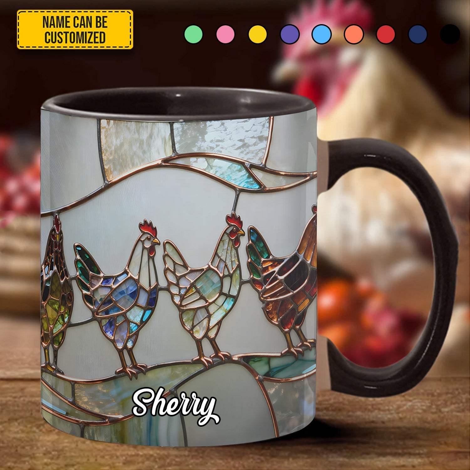 Personalized Chicken Stained Glass Accent Mug