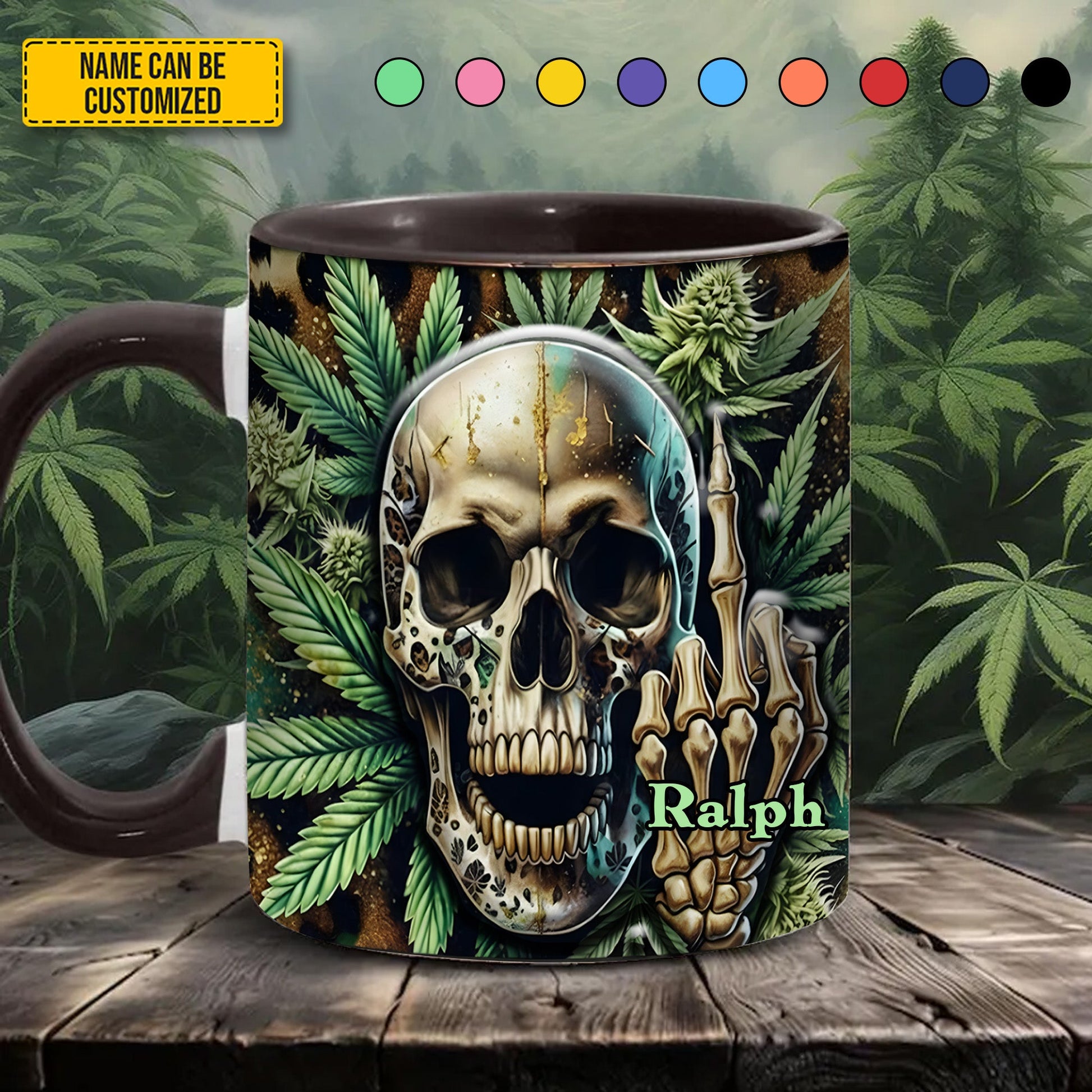 Weed Skull Accent mug - Personalized Accent Mug