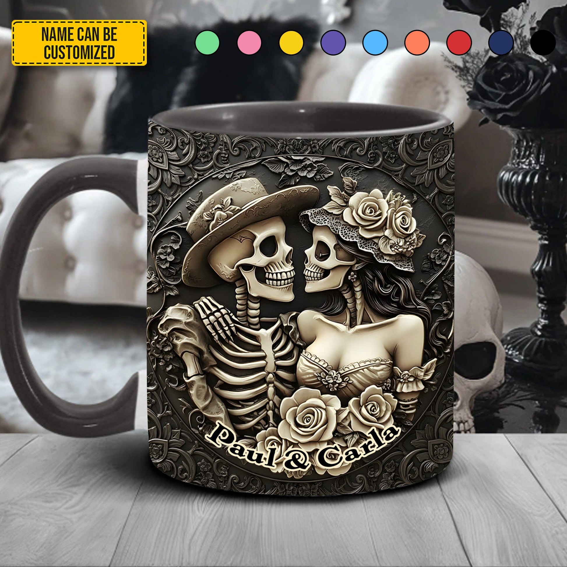 Skull Couple - Personalized Couple Accent Mug