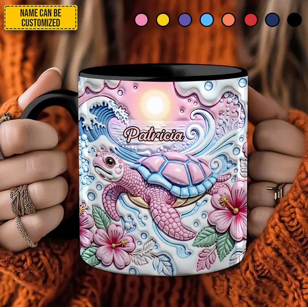 Ocean Wave Turtle - Personalized Turtle Accent Mug
