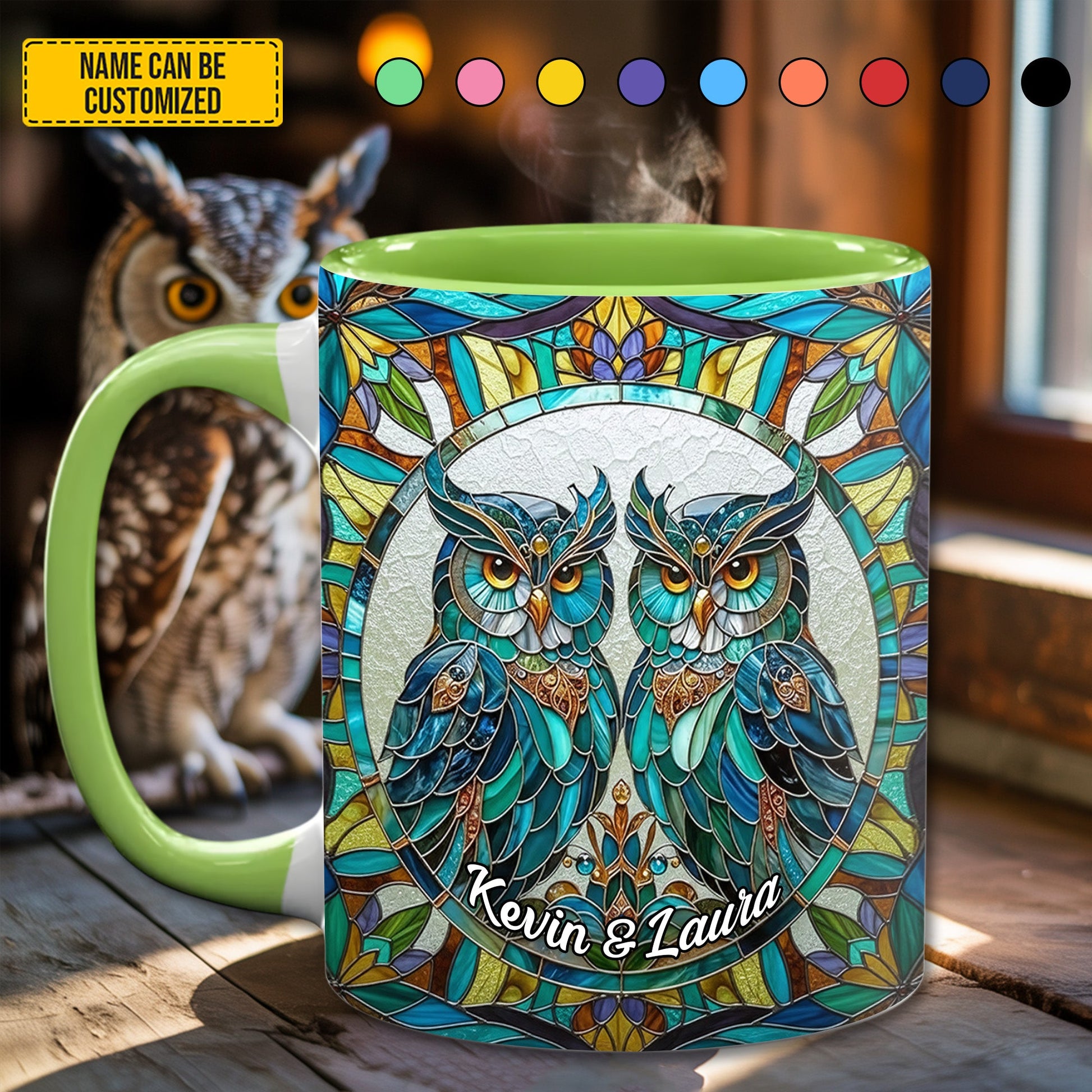 Couple Owl - Personalized Owl Accent Mug