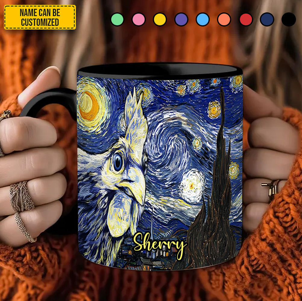 Personalized Starry Night Rooster Accent Mug