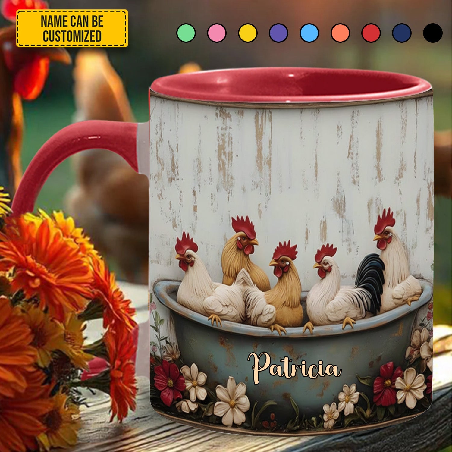 Personalized Farm Chicken Accent Mug