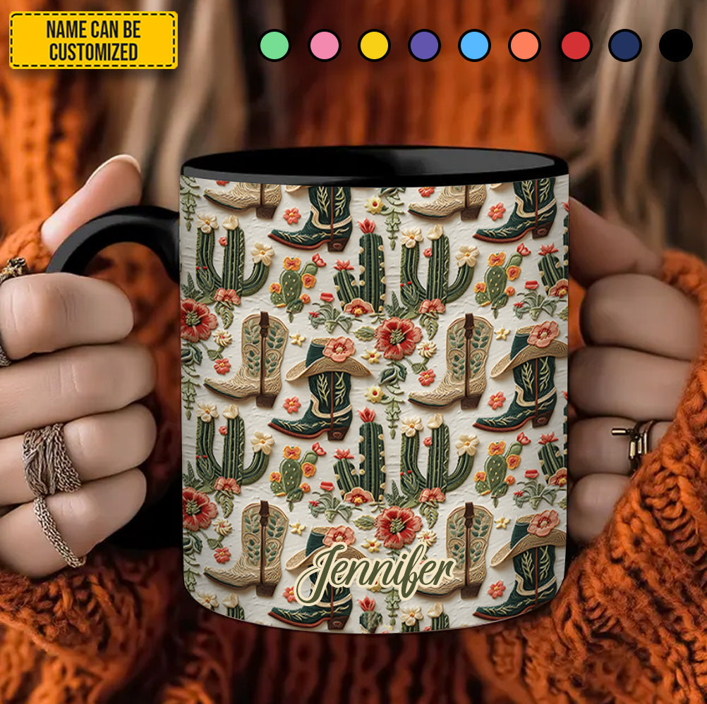 Cowgirl Boots Western - Personalized Cowgirl Accent Mug
