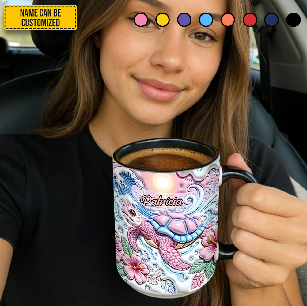 Ocean Wave Turtle - Personalized Turtle Accent Mug
