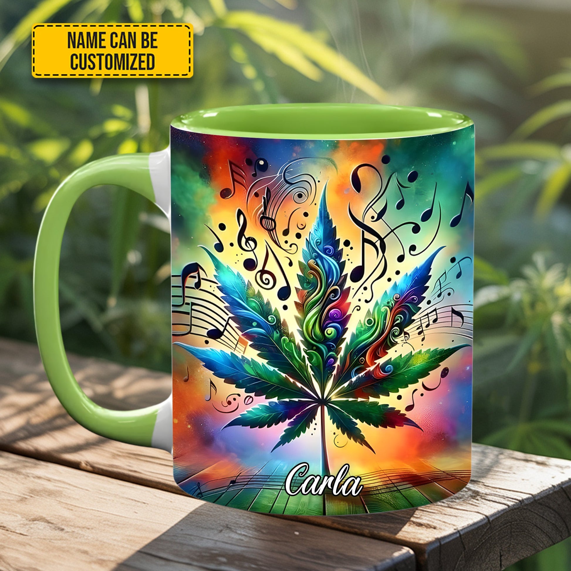 Personalized Music & Weed Vibes Accent Mug