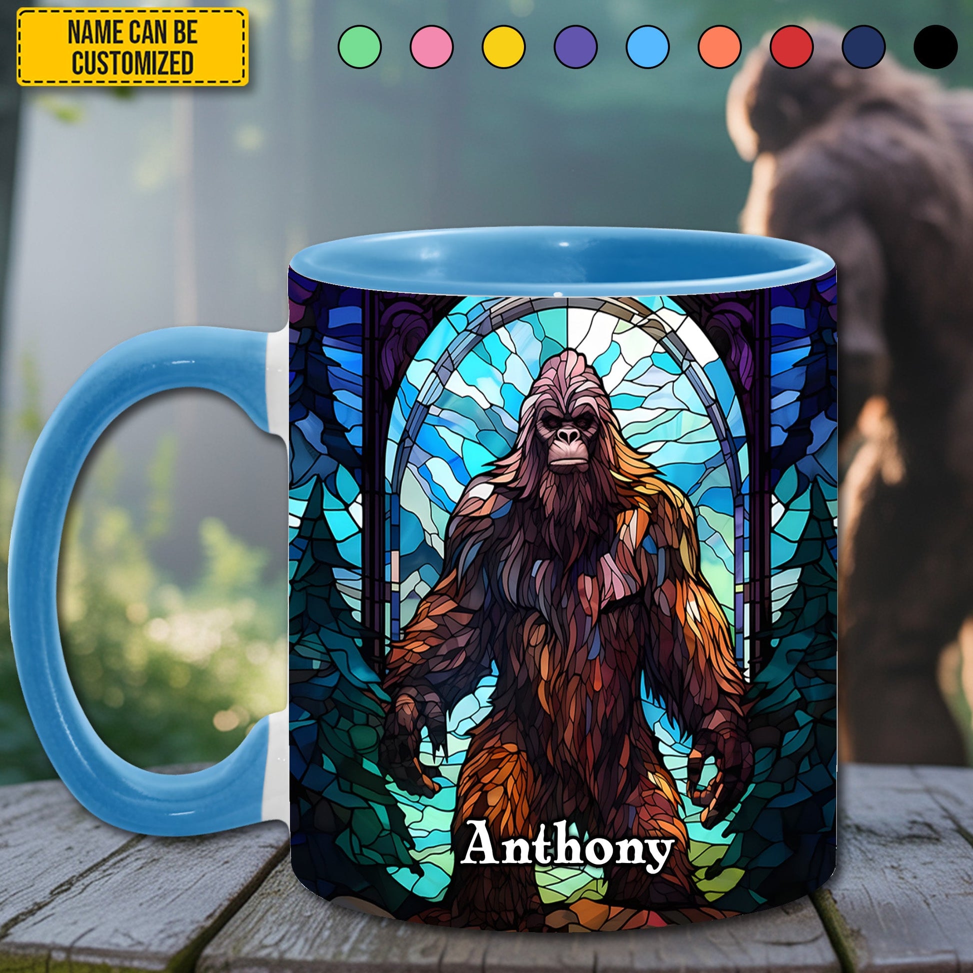 Personalized Bigfoot Stained Glass Accent Mug