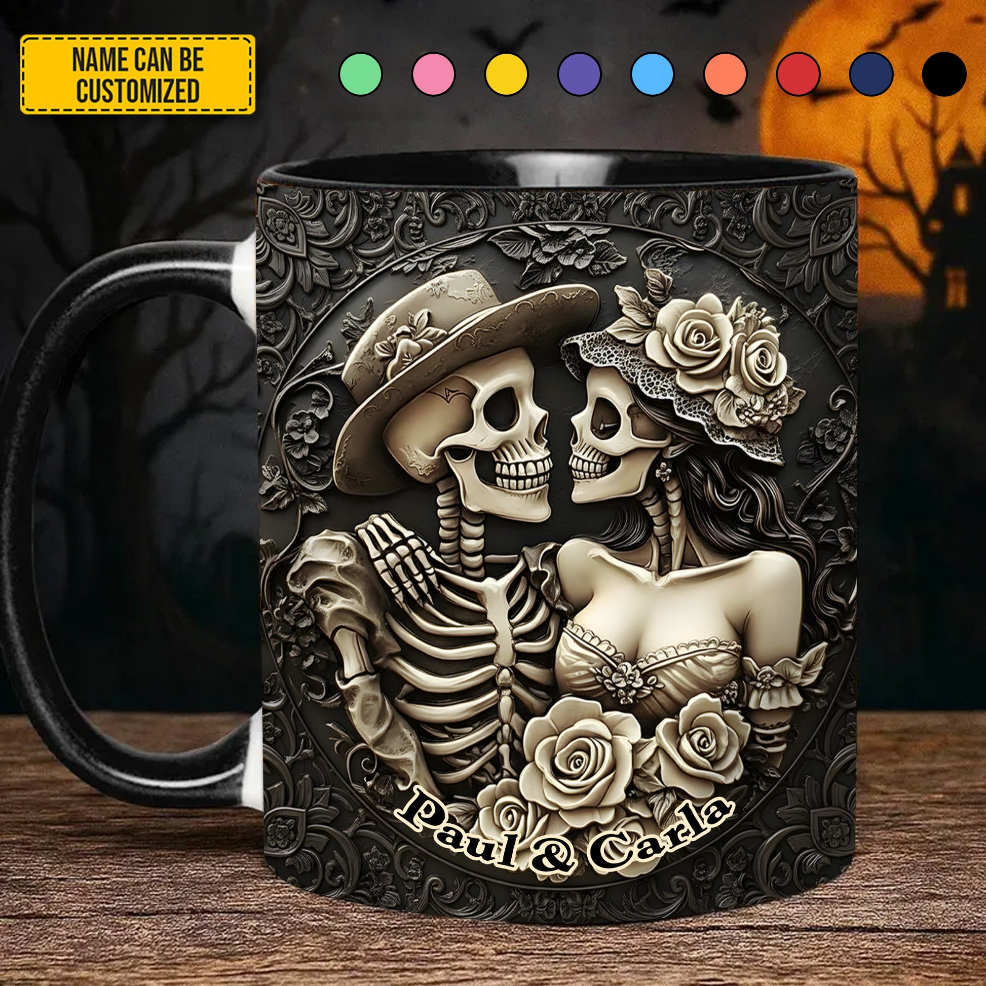 Skull Couple - Personalized Couple Accent Mug