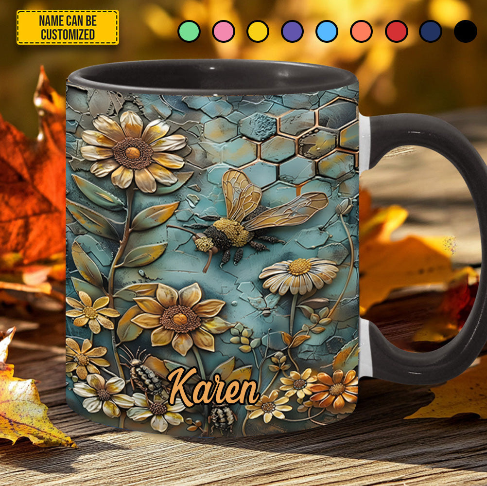 Bee Flowers - Personalized Accent Mug