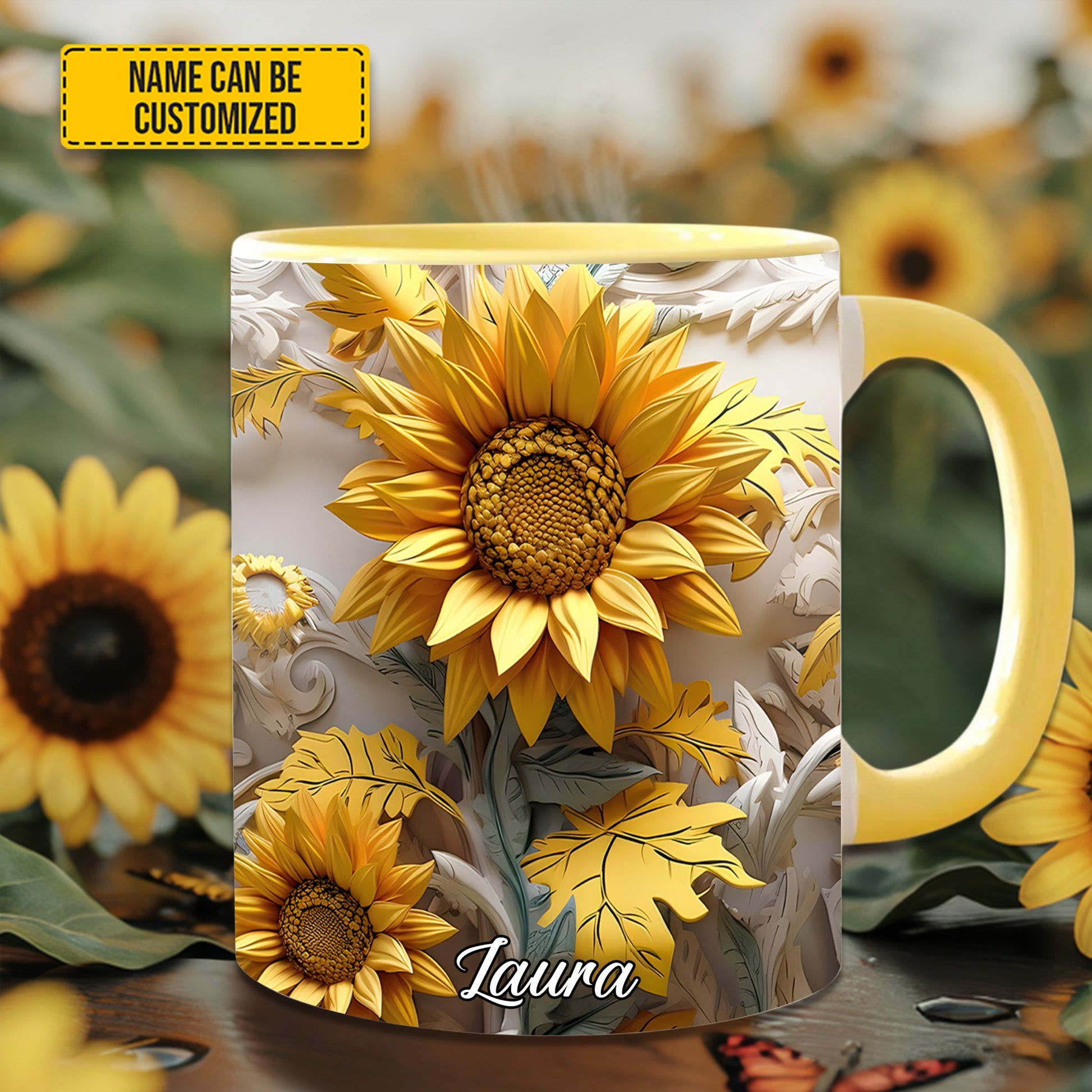 Beautiful Sunflower - Personalized Sunflower Accent Mug