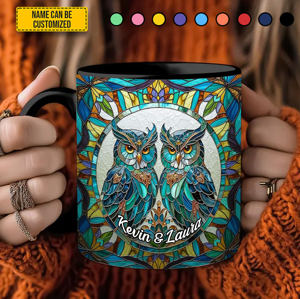 Couple Owl - Personalized Owl Accent Mug