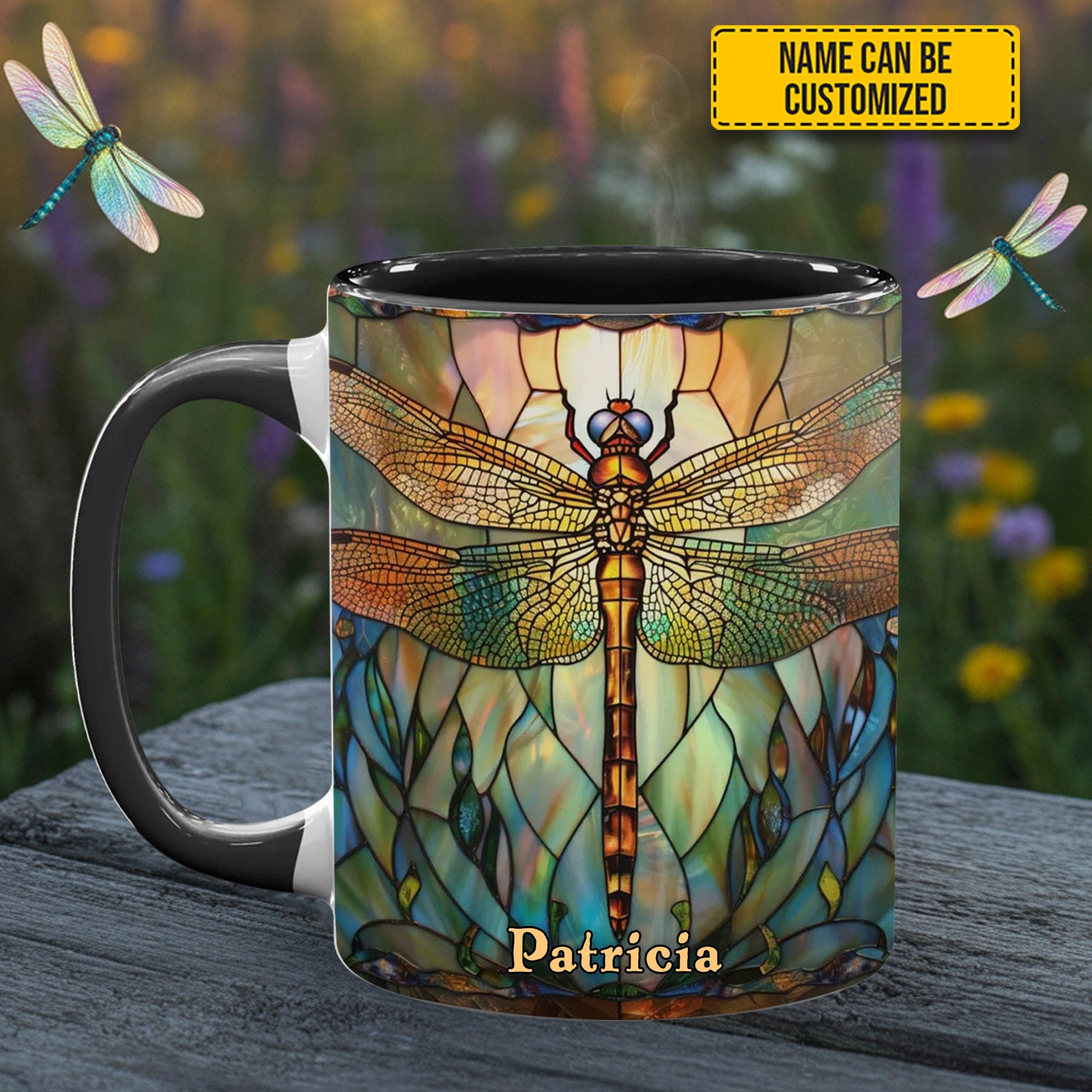 Dragonfly Dreams - Personalized Dragonfly Accent Mug