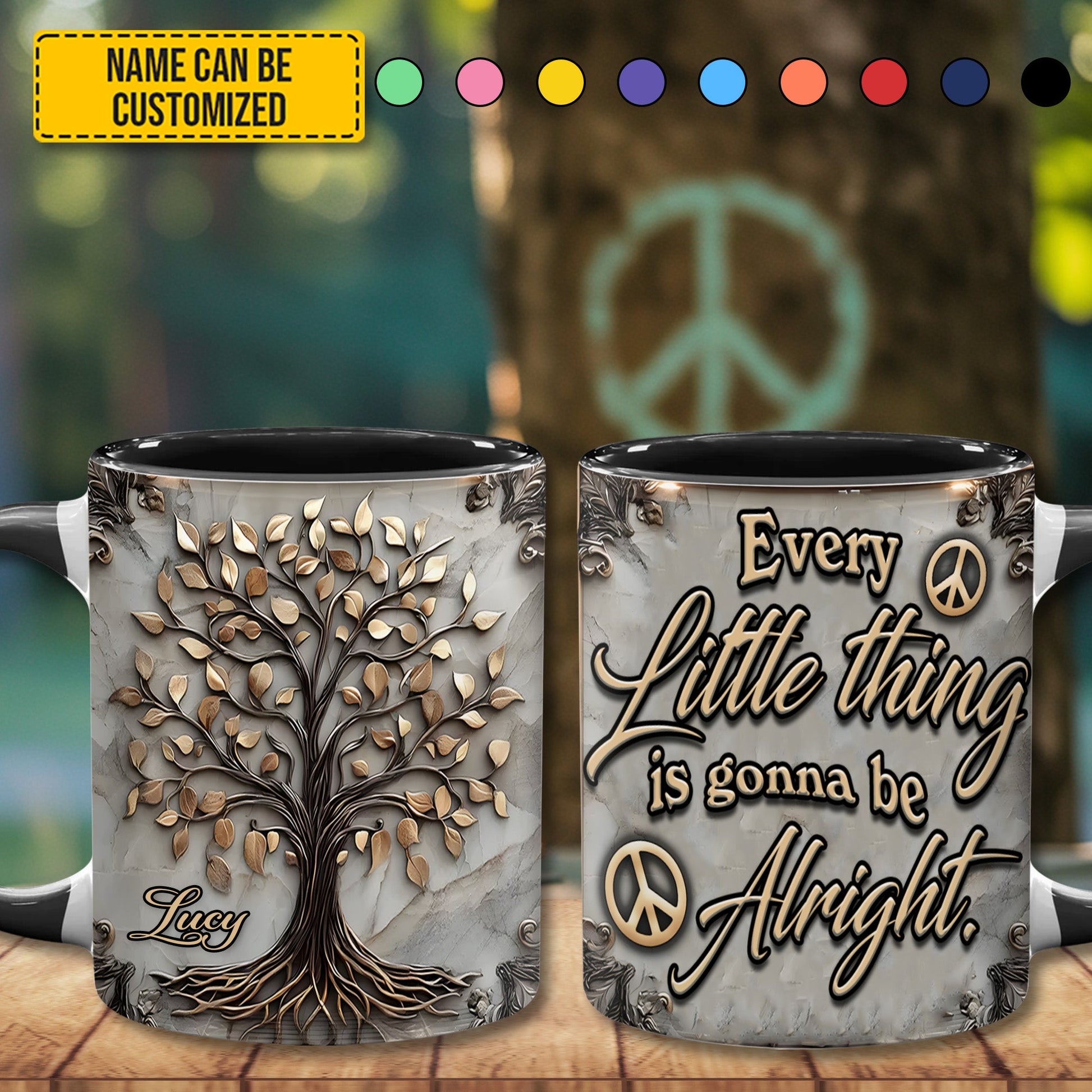 Tree Of Life Every Little Thing - Personalized Hippie Accent Mug