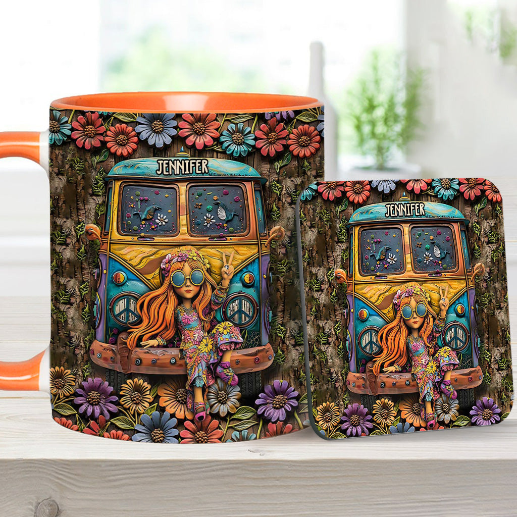 Hippie Girl - Personalized Hippie Accent Mug