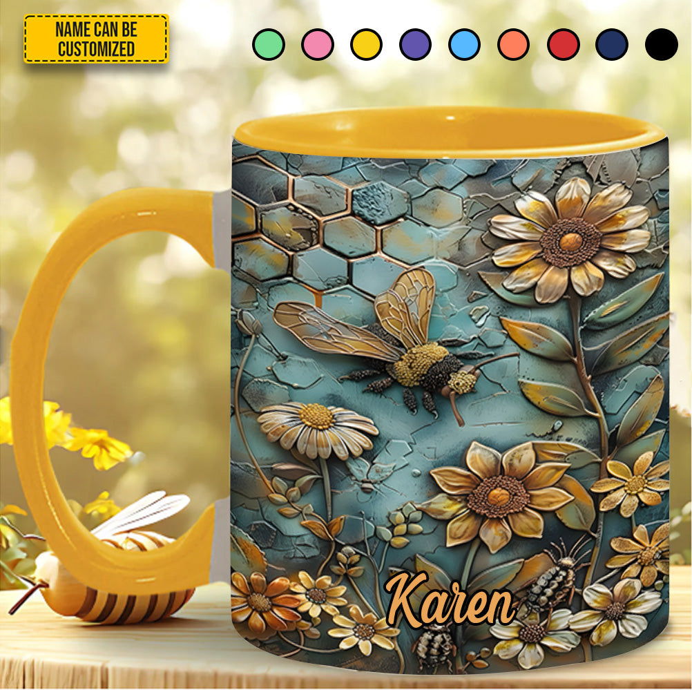 Bee Flowers - Personalized Accent Mug