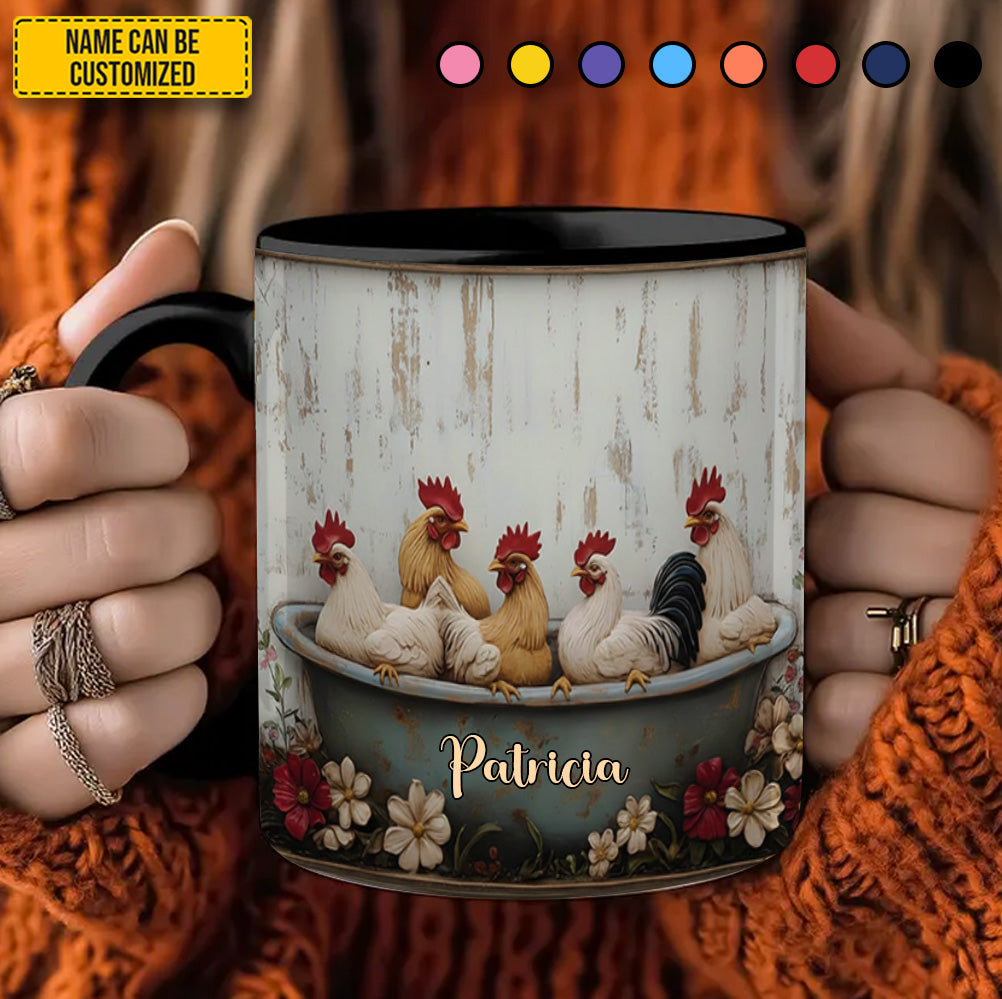 Personalized Farm Chicken Accent Mug